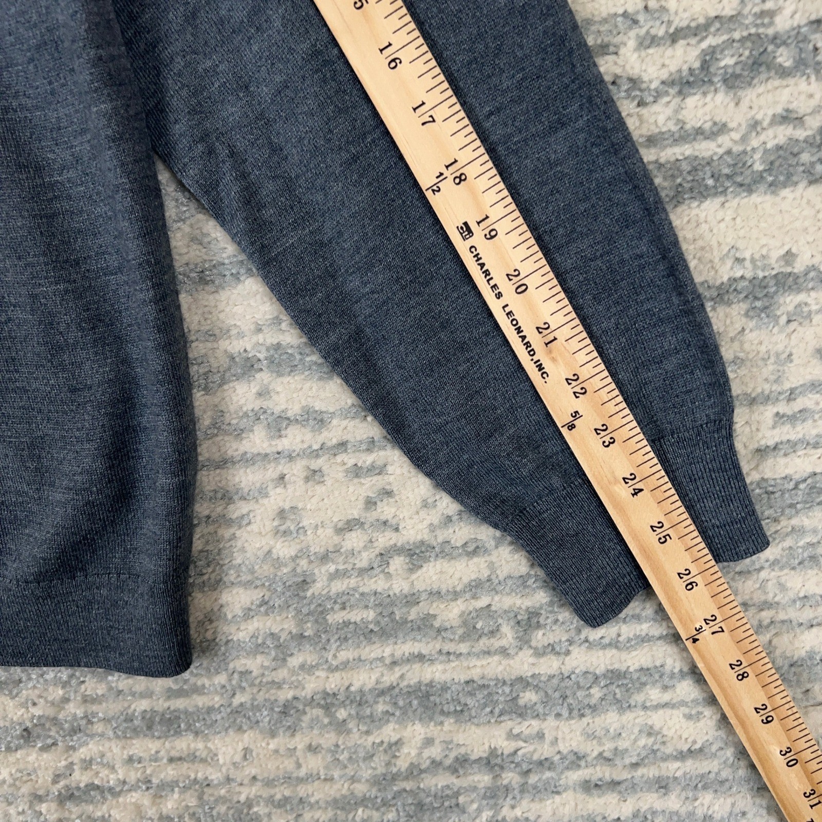J.Crew Mens Merino Wool Blend Long Sleeve Polo Sweater Blue Grey XL BK247 FA24