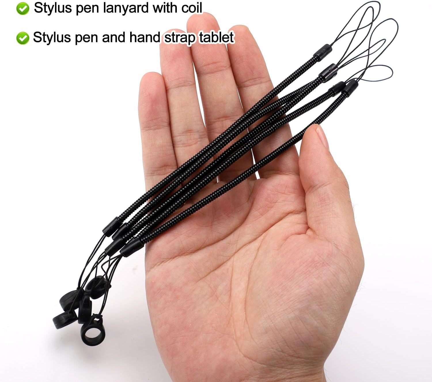 10pcs Pen Lanyards, Elastic Lanyard Tether with Silicone Rings Retractable Stylu
