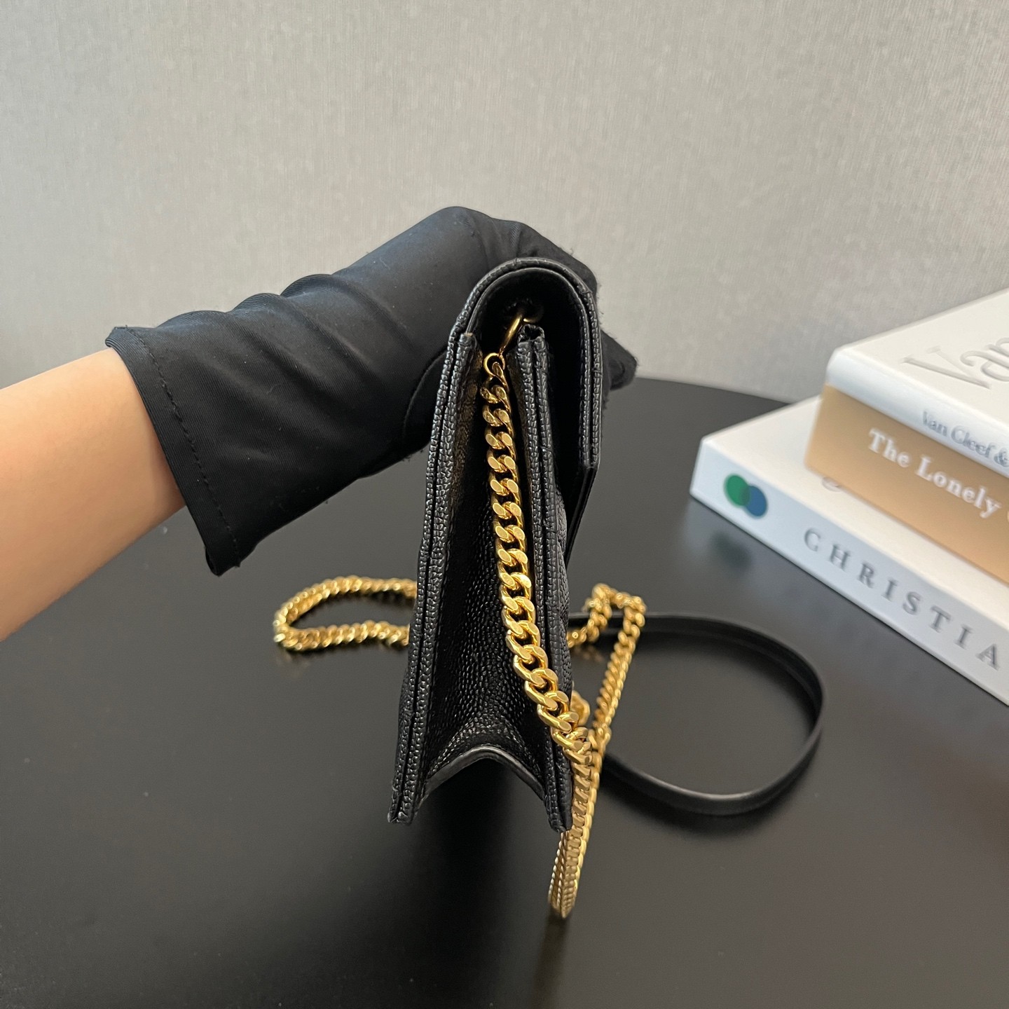 YSL Monogram Envelope WOC Small Black Caviar Calfskin Crossbody US Ship