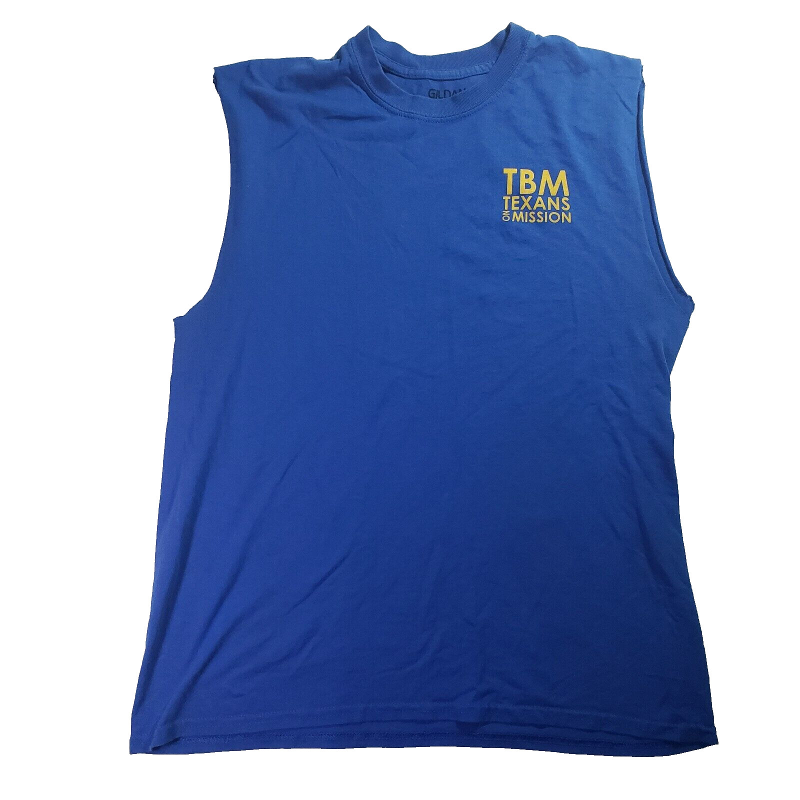Blue Gildan DryBlend TBM Texans on Mission Volunteer Shirt Sleeveless Size L