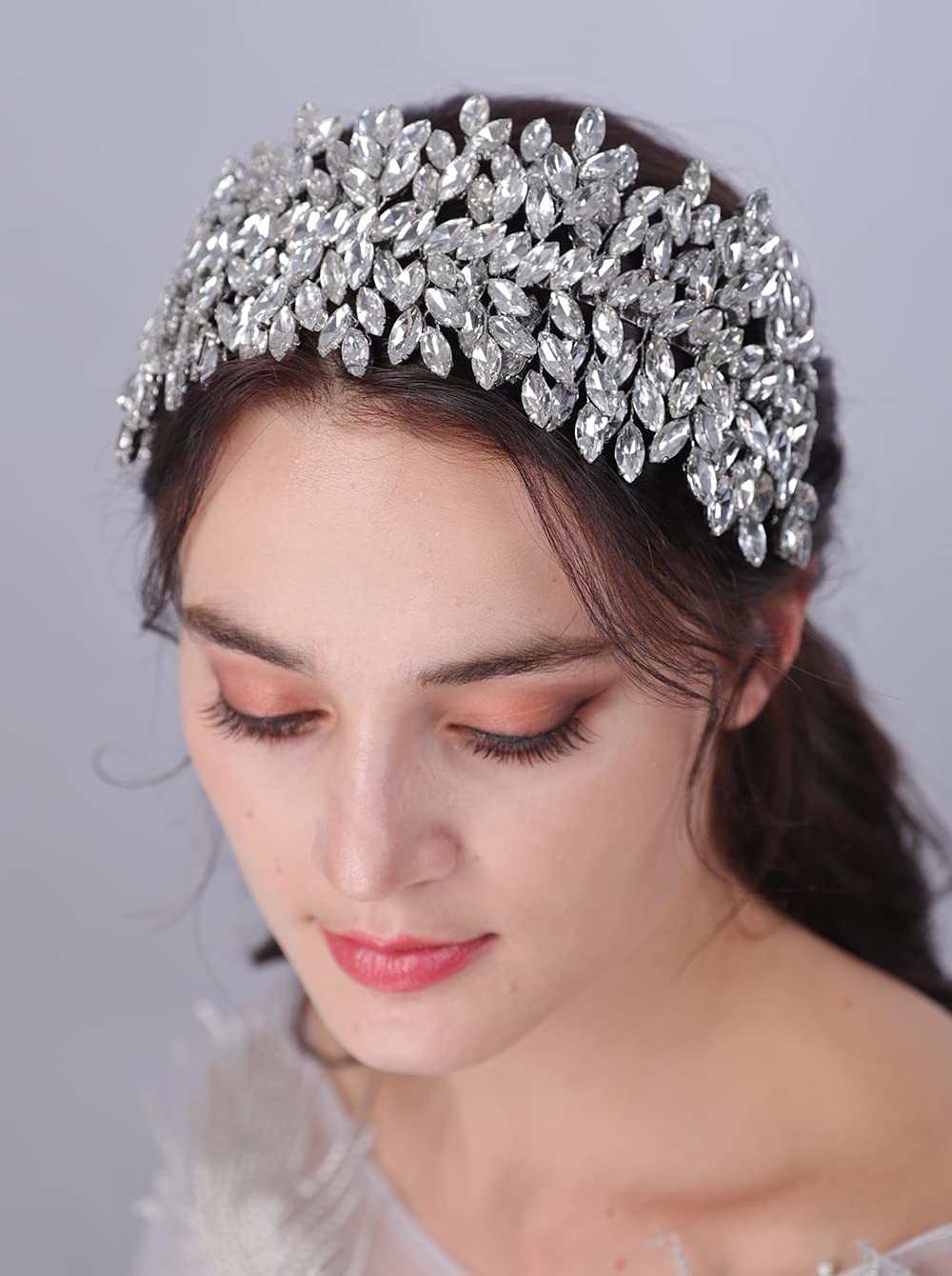 Crystal Bridal Headband Tiara 13cm Diameter Gold – Handmade Wedding Hair