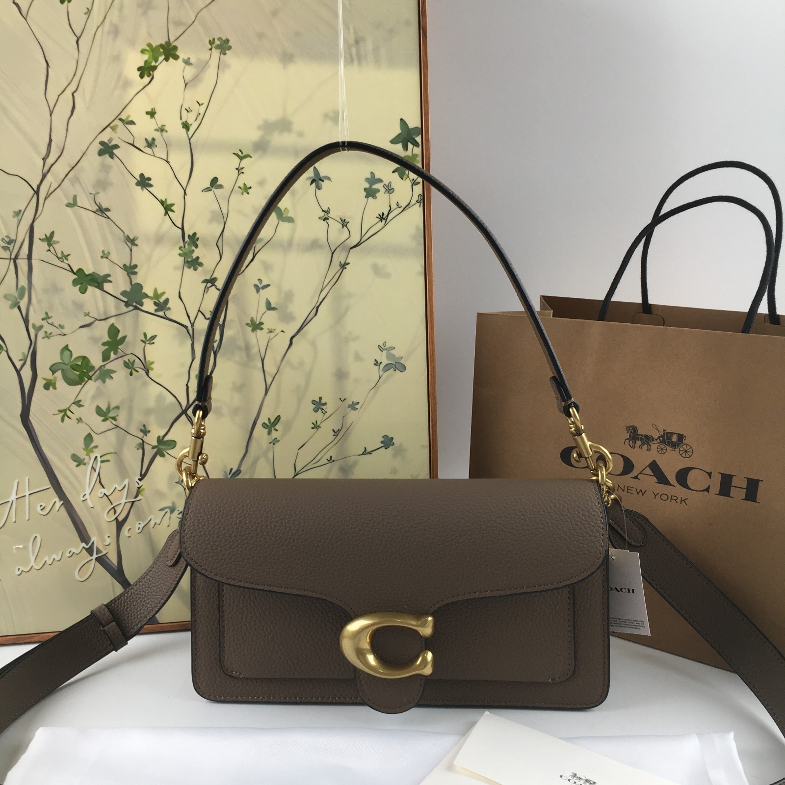 COACH CH857 Tabby Shoulder Bag 26 Polished Pebble Leather Snap closure 2WAY