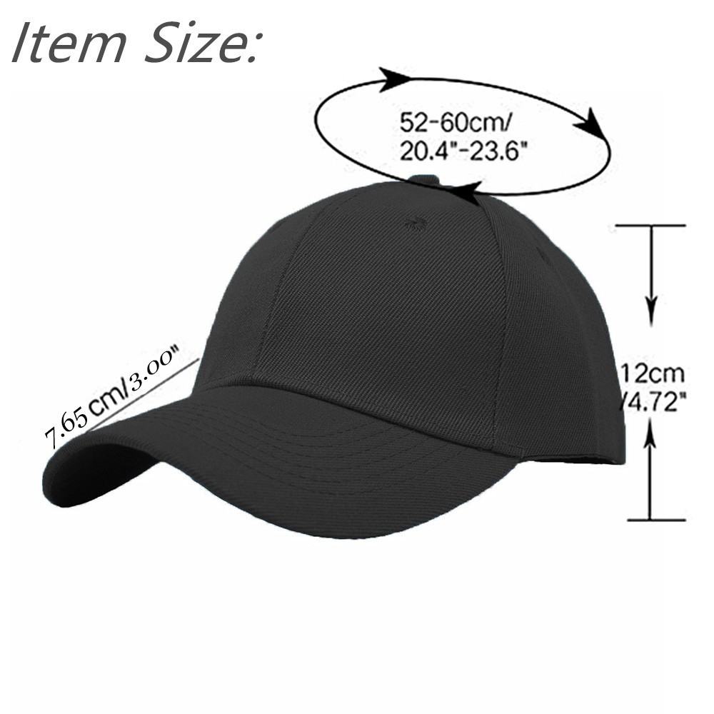 Baseball Caps Plain Hook-N-Loop Adjustable Sun Solid Color Blank Army Hat Cap