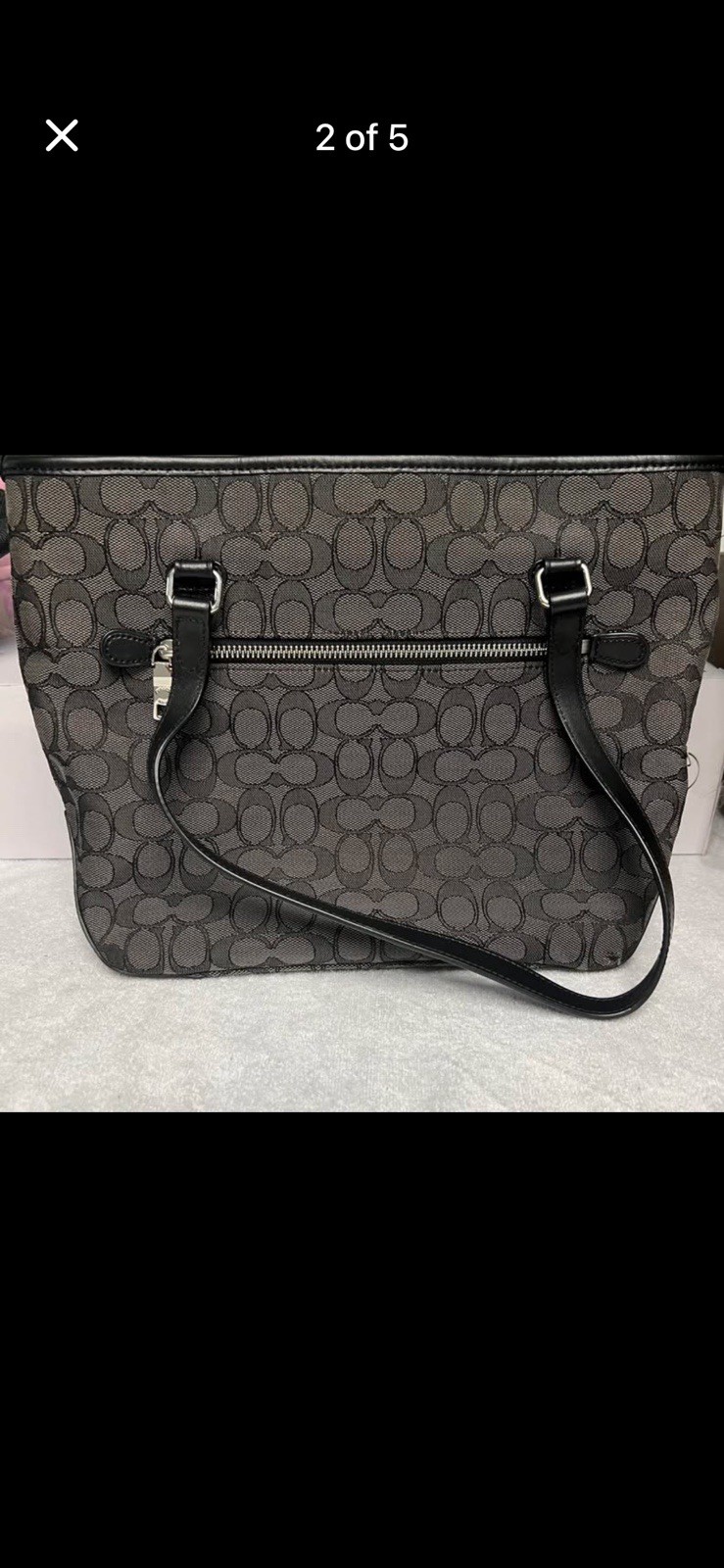 Coach Signature Jacquard Canvas/Leather Gray & Black Tote Bag