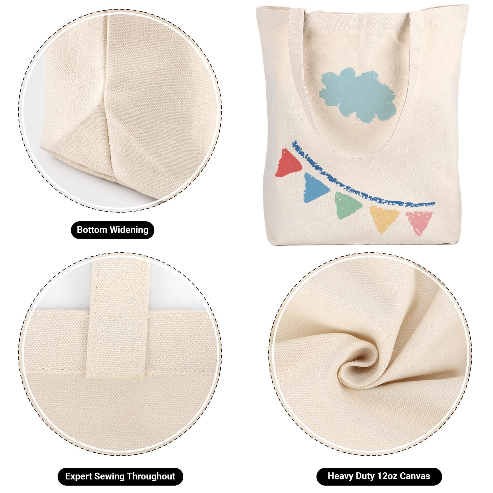 Segarty 2 Pack Canvas Tote Bag 25.6×19.6 14oz Natural Cotton Shoulder Bag