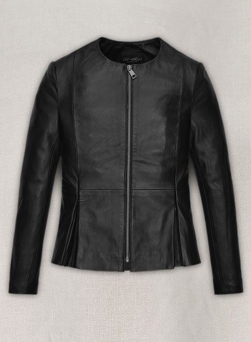 Black Collarless SOFT Lambskin Handmade Biker Leather Jacket XS S M L XL 2XL 3XL