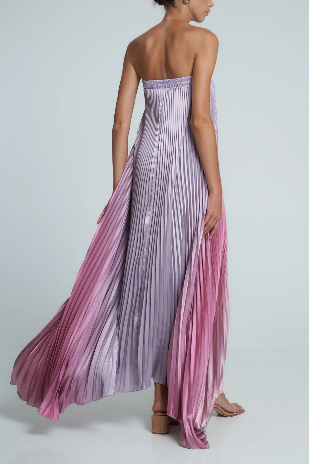 L’IDÉE Elle Strapless Pleated Gown Purple Ombre
