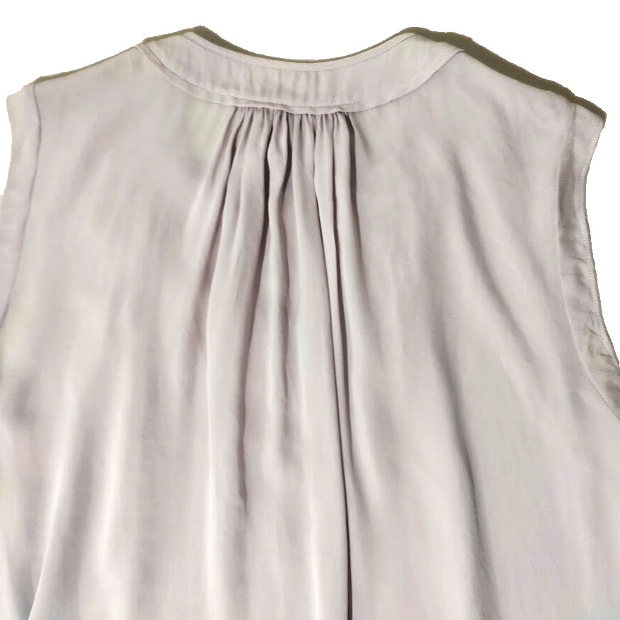 Rebecca Taylor Size 4 Y-Neck Tie Sleeveless Lilac All Silk Blouse Pleats Career