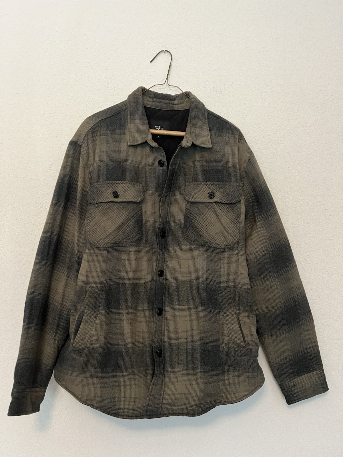 Rails Worthing Plaid Button-Up Shacket in green black men’s size Large SOLD OUT