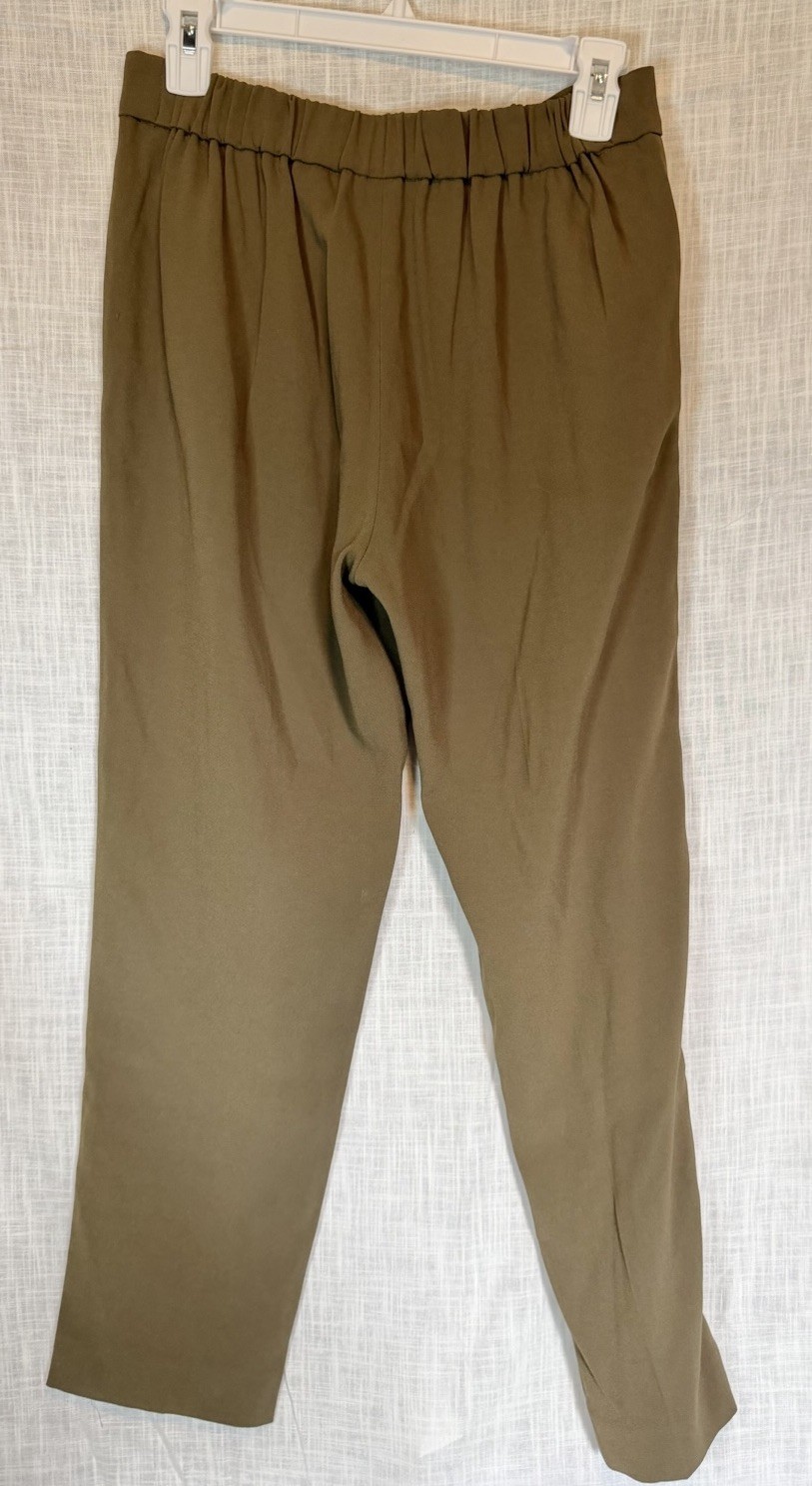 Aritzia Babaton Cohen Pleated Ankle Pants Dark Olive Green Crepe Size 4