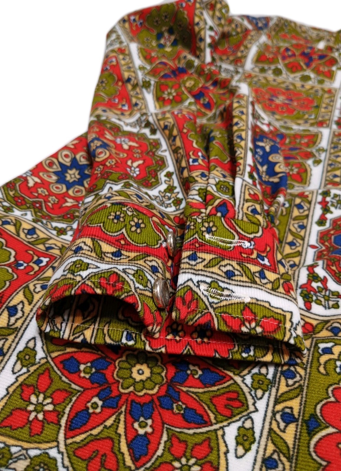 Vintage 70s Mod Floral Tapestry Button Front Shirt Women’s M Boho Retro Taiwan