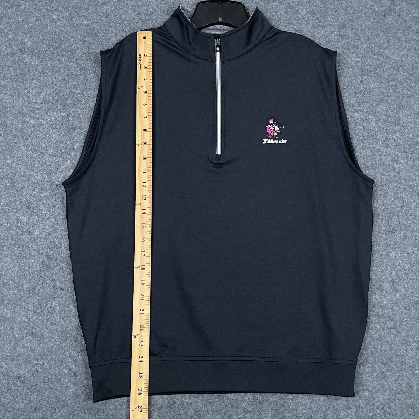 FootJoy 1/4 Zip Vest Mens M Black Fiddlesticks Golf Performance Strecth