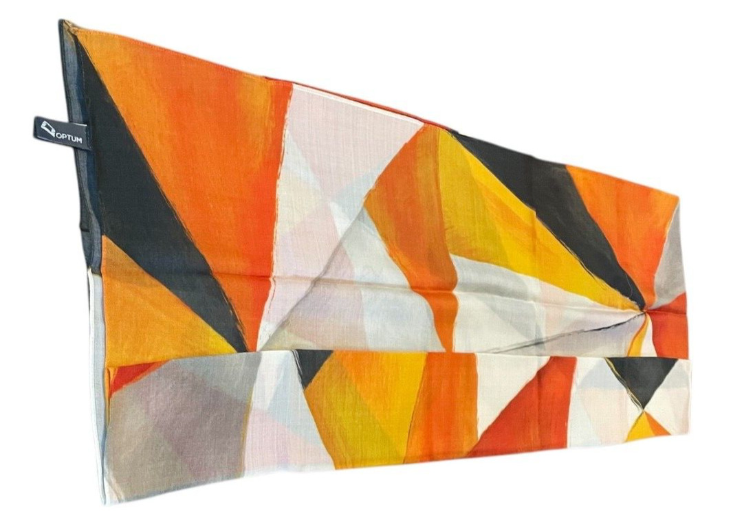 OPTUM Geo Print Mustard Multi 100% WOOL Vibrant Retro Scarf lightweight