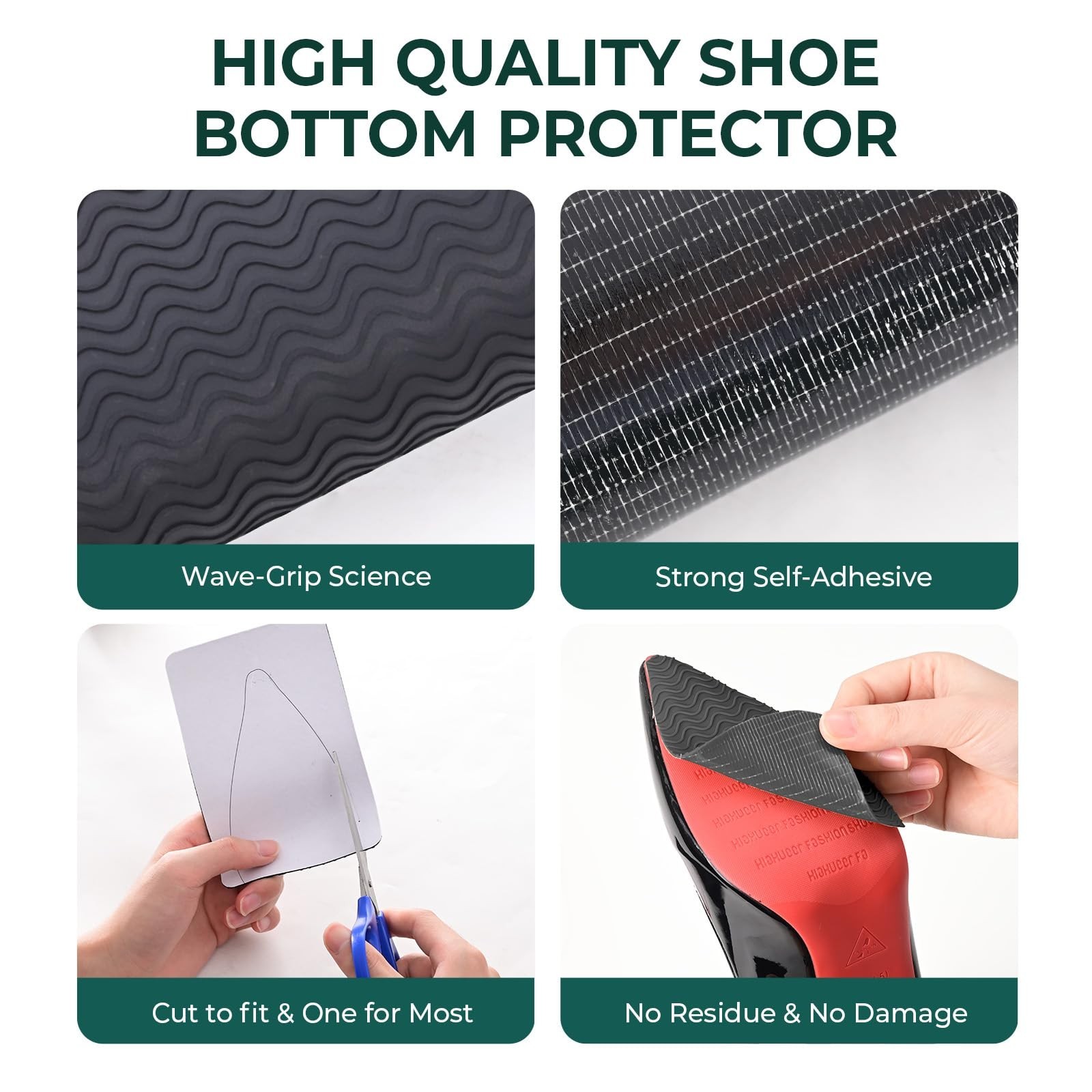 Non-Slip Shoe Sole Protector Grips – 6 Pcs Self-Adhesive Pads for Heels & Boots