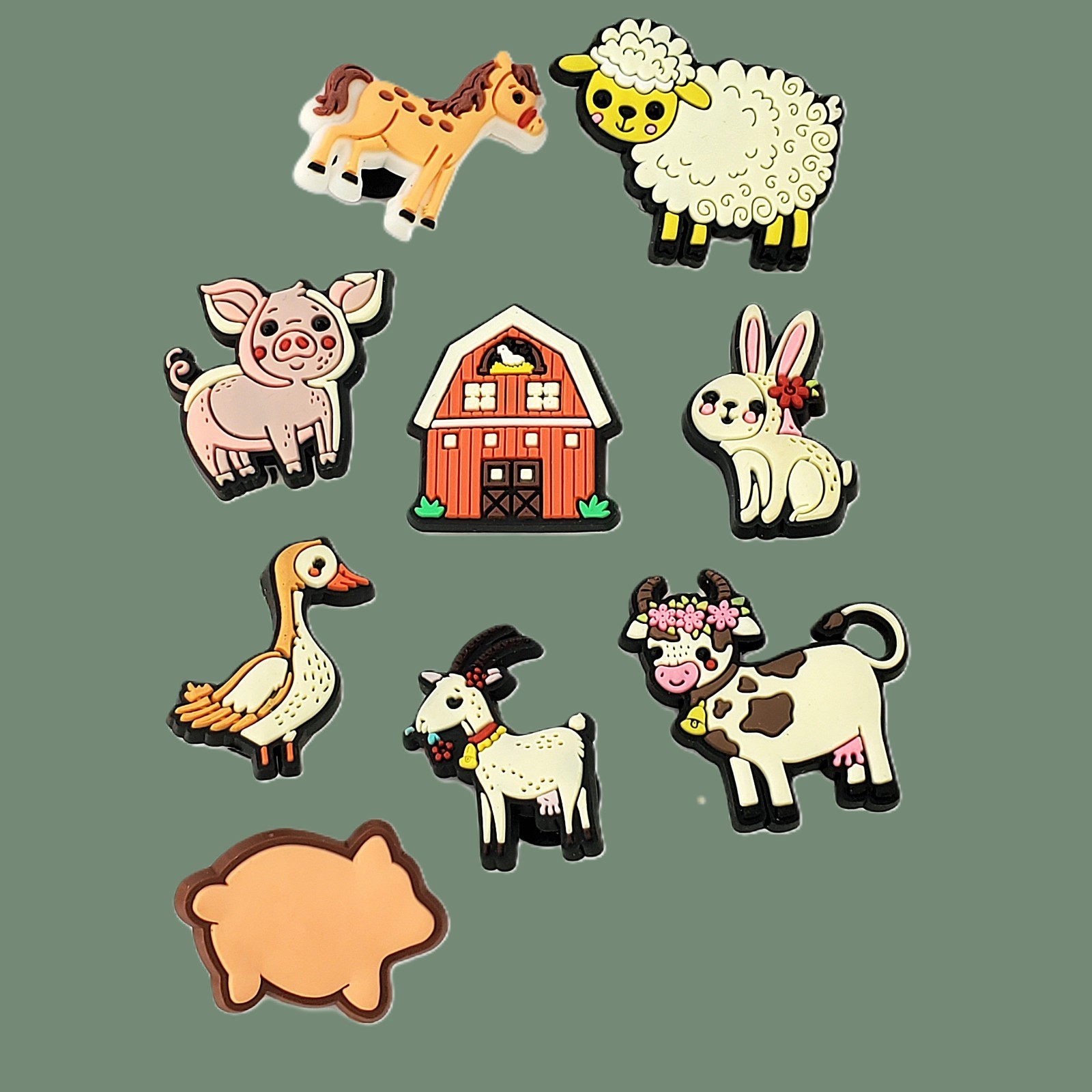 FARM ANIMALS Assorted Shoe Charms Lot of 9