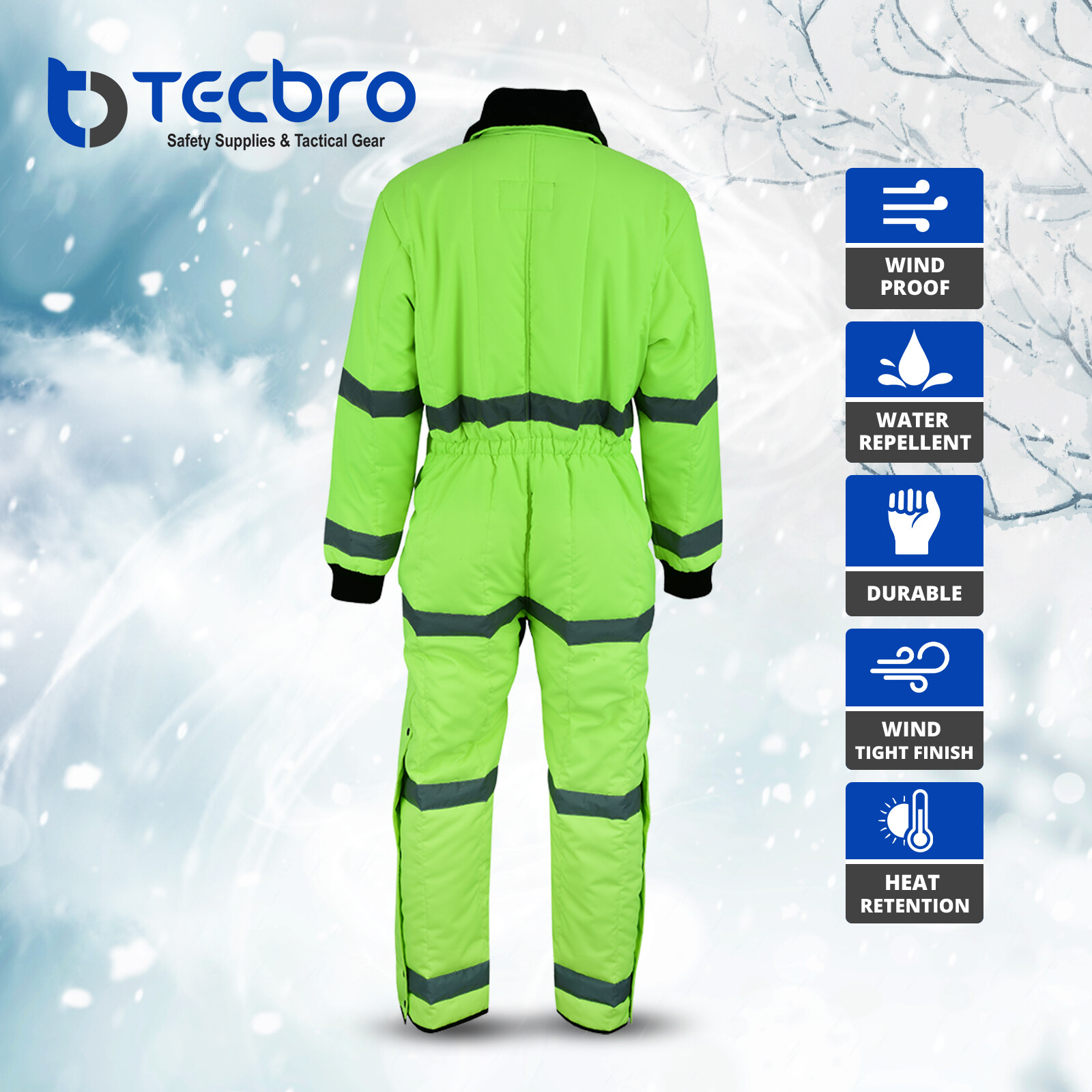Hi-Vis Tecbro Chill Bloc Insulated Coverall Extreme Cold Weather Freezer Suit