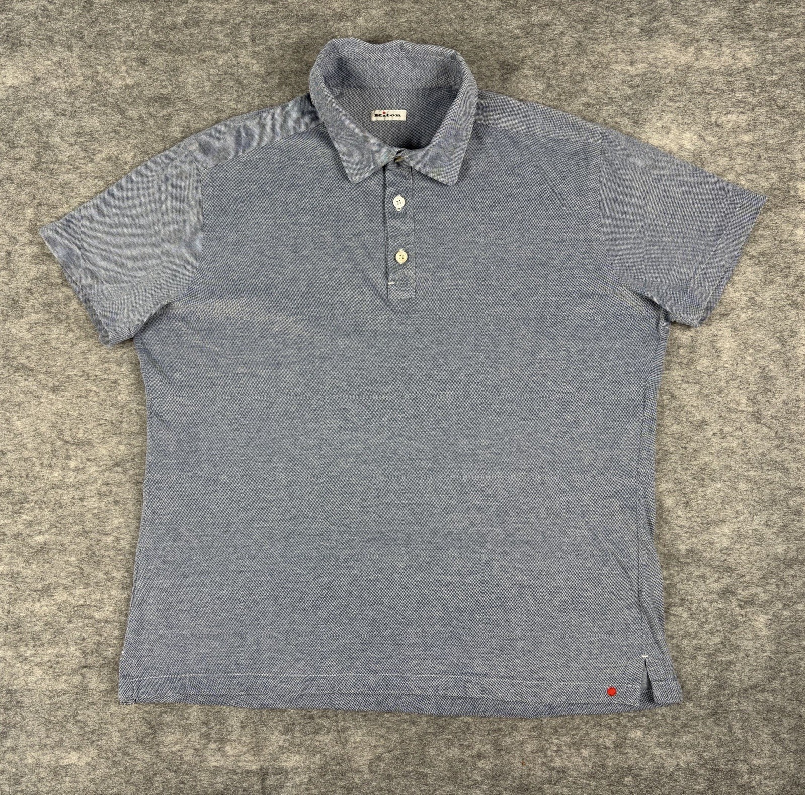 Kiton Polo Shirt Mens XL Heathered Blue 100% Cotton Short Sleeve Italian