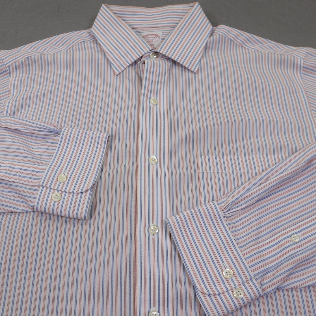 Brooks Brothers Button Shirt Mens 15 1/2 34 35 Orange Blue Striped 346 Dress