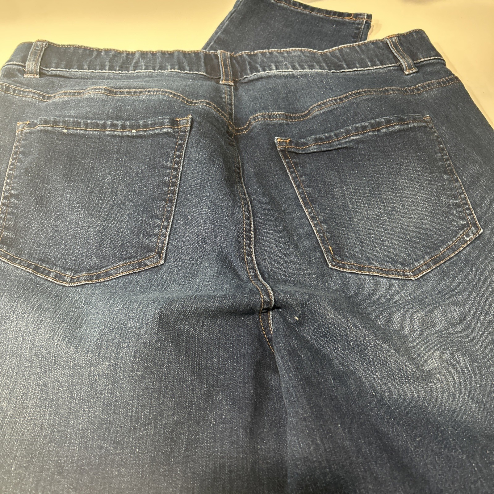 D Jeans 18w Elastic Waist 5 Pocket Button Zip Fly Blue
