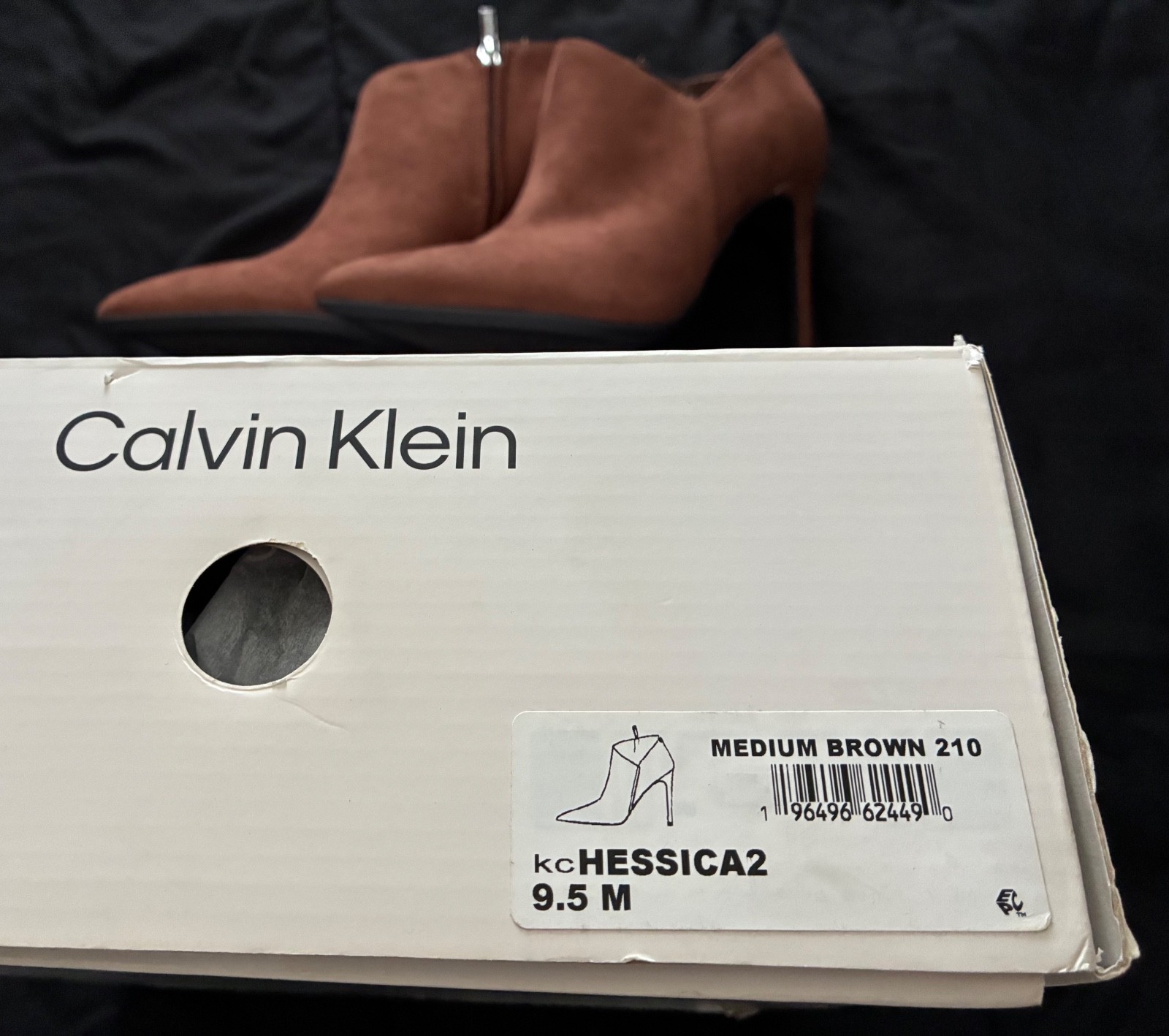 HOT! Calvin Klein Med Brown “Desert Flair” Hessica Stiletto Heel Boots Size 9.5