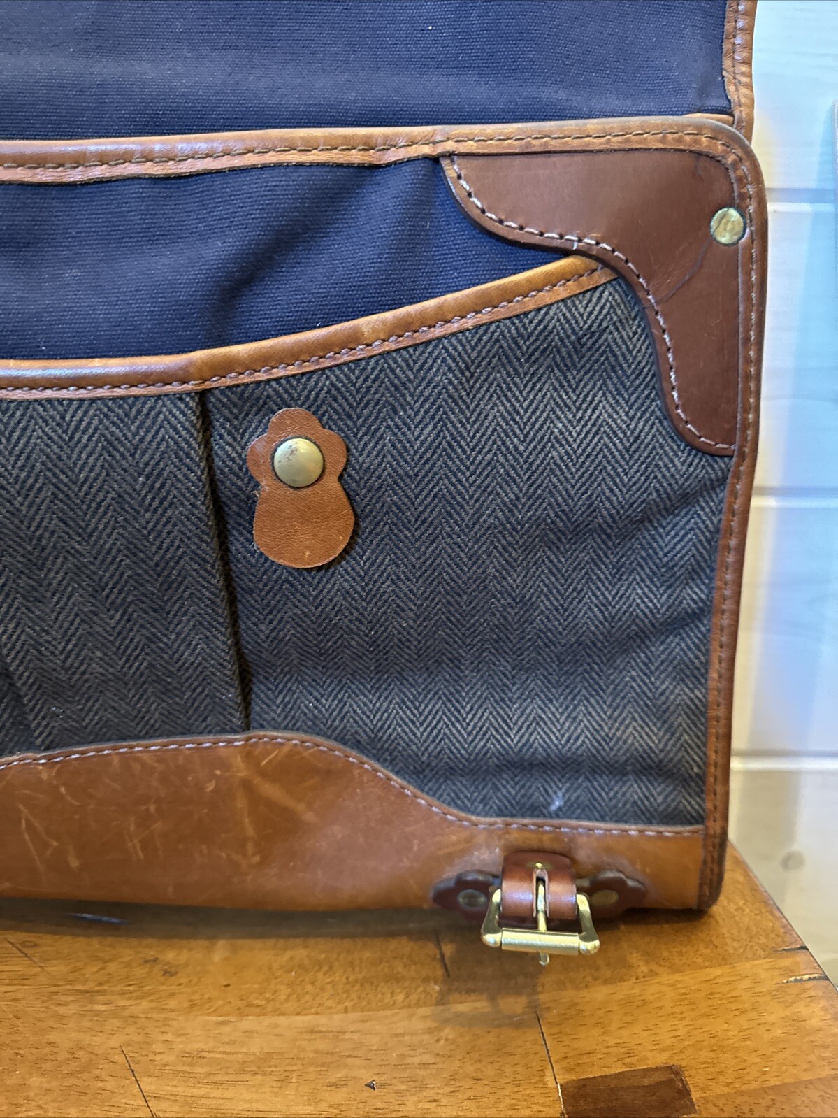 Heimies Made Leather And Tweed Messenger Bag EUC
