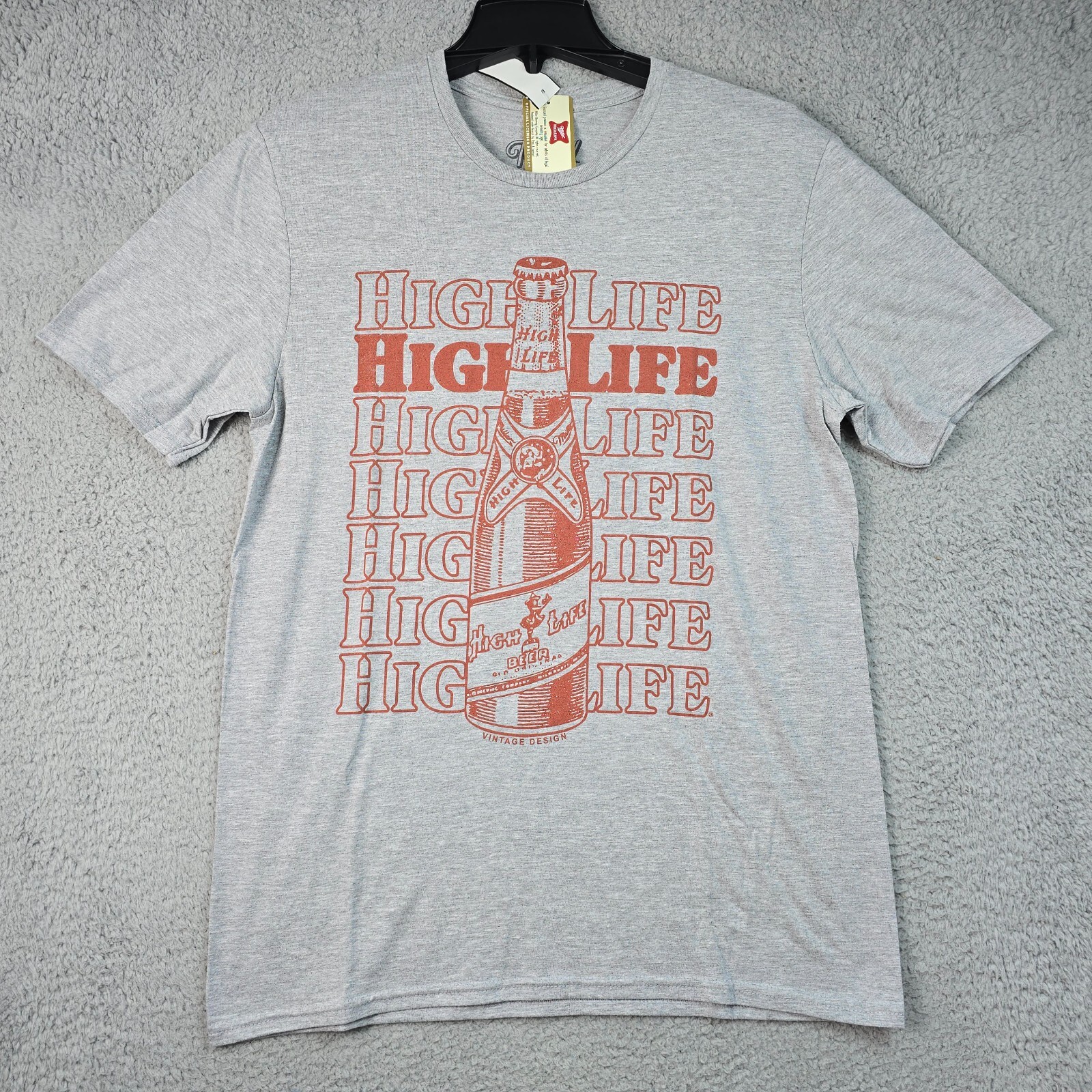 MILLER HIGHLIFE BEER Shirt Mens Medium Gray Casual BREWING Lager Party Bar NWT
