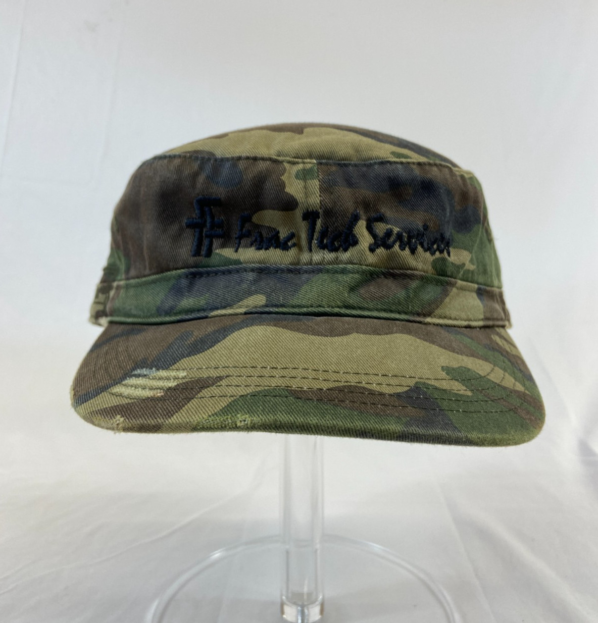 Frac Tech Services Cadet Cap Strapback Hat Camo Distressed Casual Work Wear OSFA