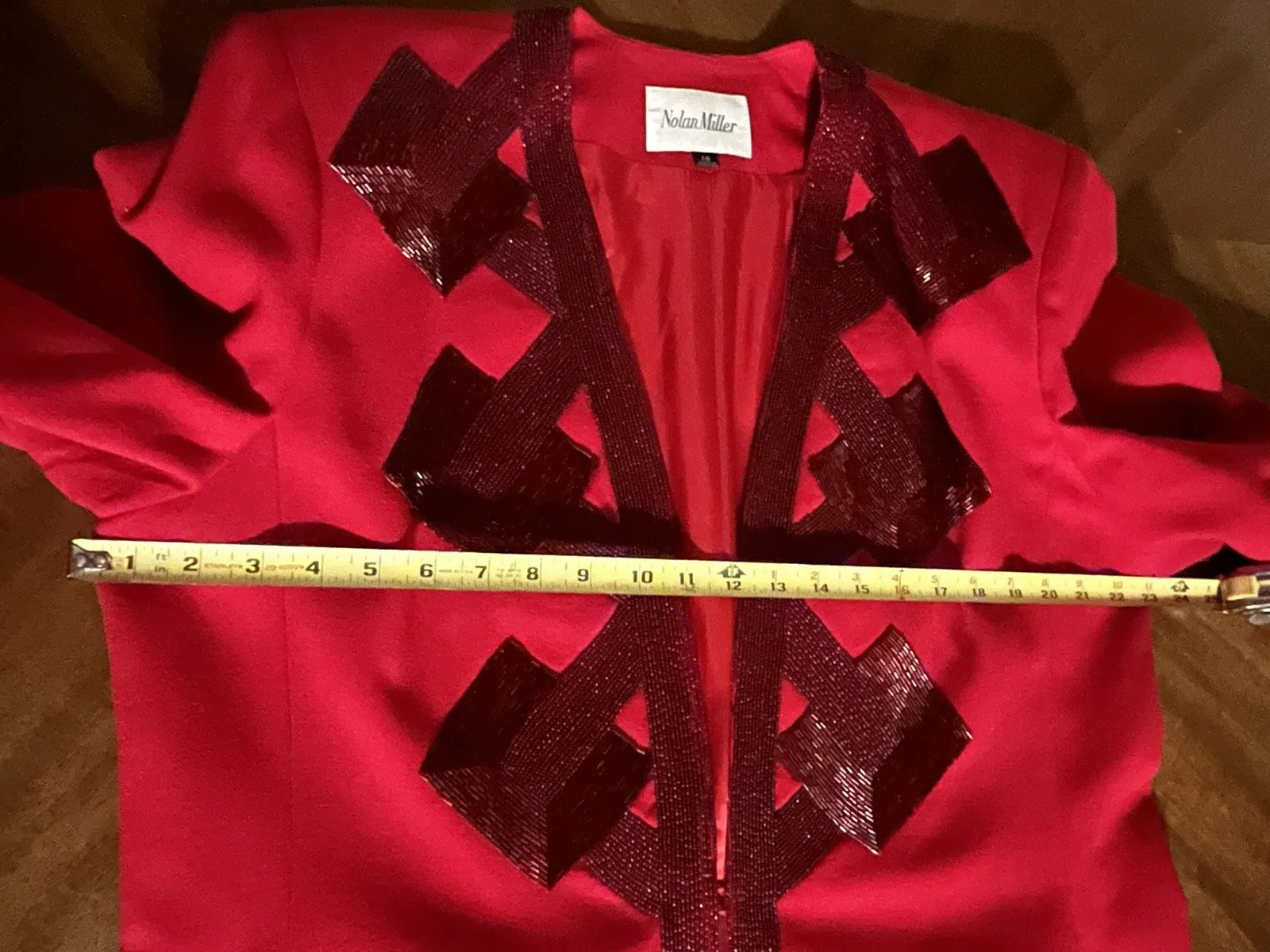 Vintage Nolan Miller 80s Dynasty Designer Red Glam Jacket Heavily Beaded Size 18