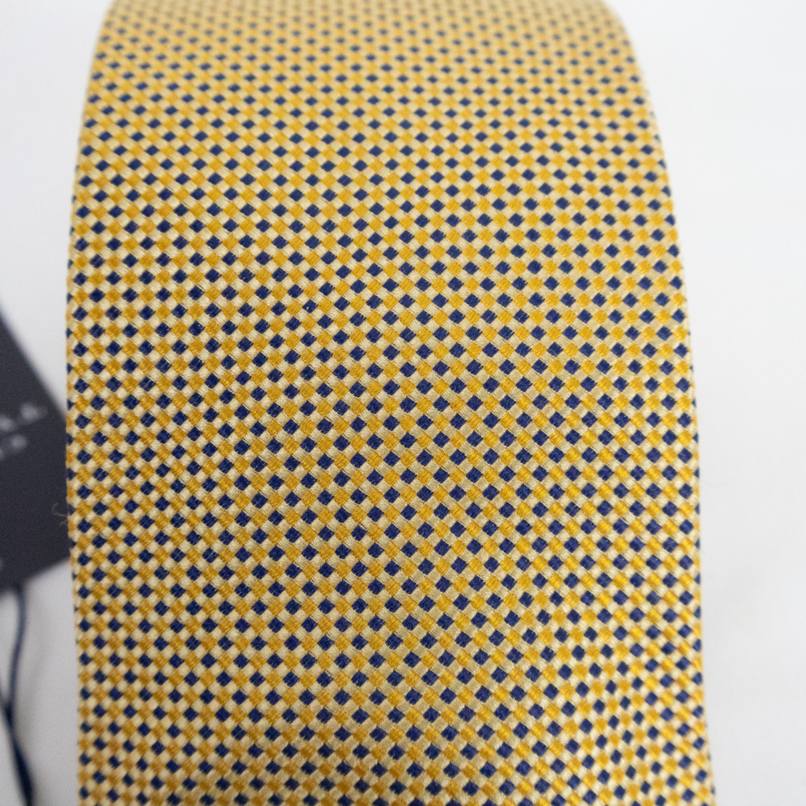 NWT Charles Tyrwhitt Gold, White & Blue Basketweave Woven Plush Tie 3.25 x 57