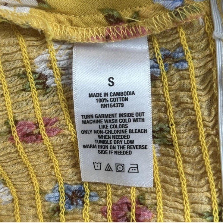 Aeropostale Yellow Floral Puff Sleeve Tie Front Crop Top Peplum Cottagecore S
