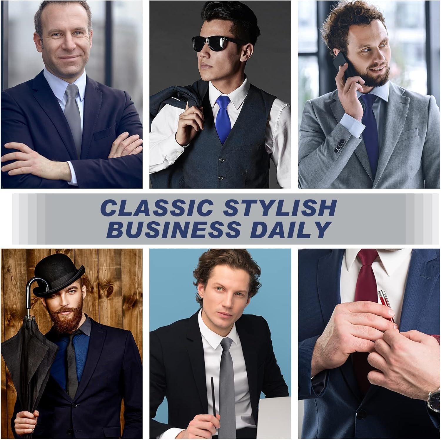 6PCS Clip On Ties Men Solid Color Pre-Tied Necktie 20″ Wedding Office School