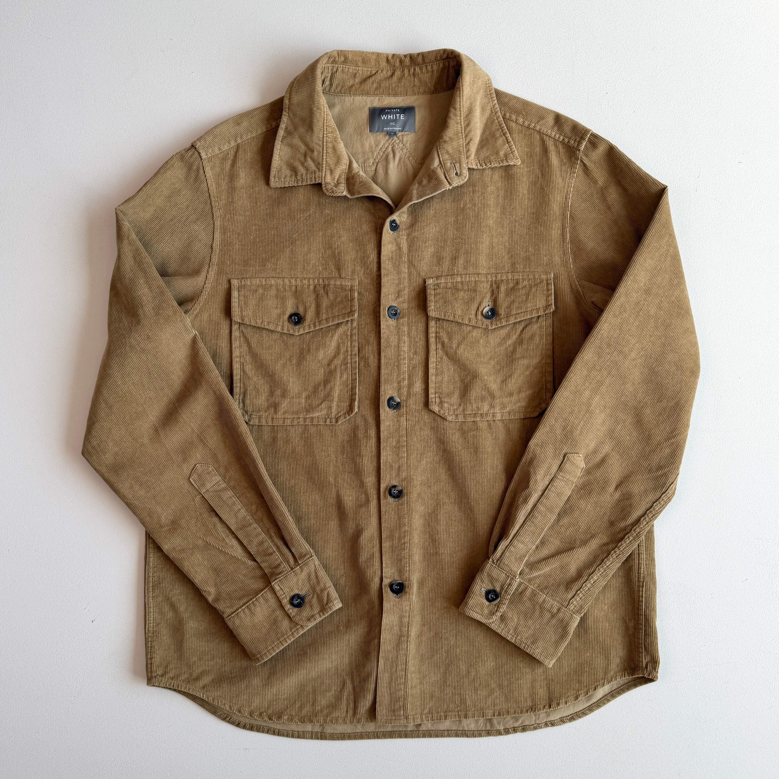 MINT! Private White V.C. (5 / L) Peanut Brown Corduroy Button Overshirt