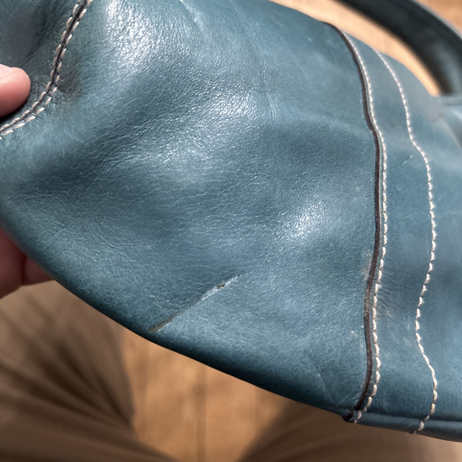 Vintage Coach Turquoise Blue Leather Ergo Y2K Mini Hobo Handbag READ