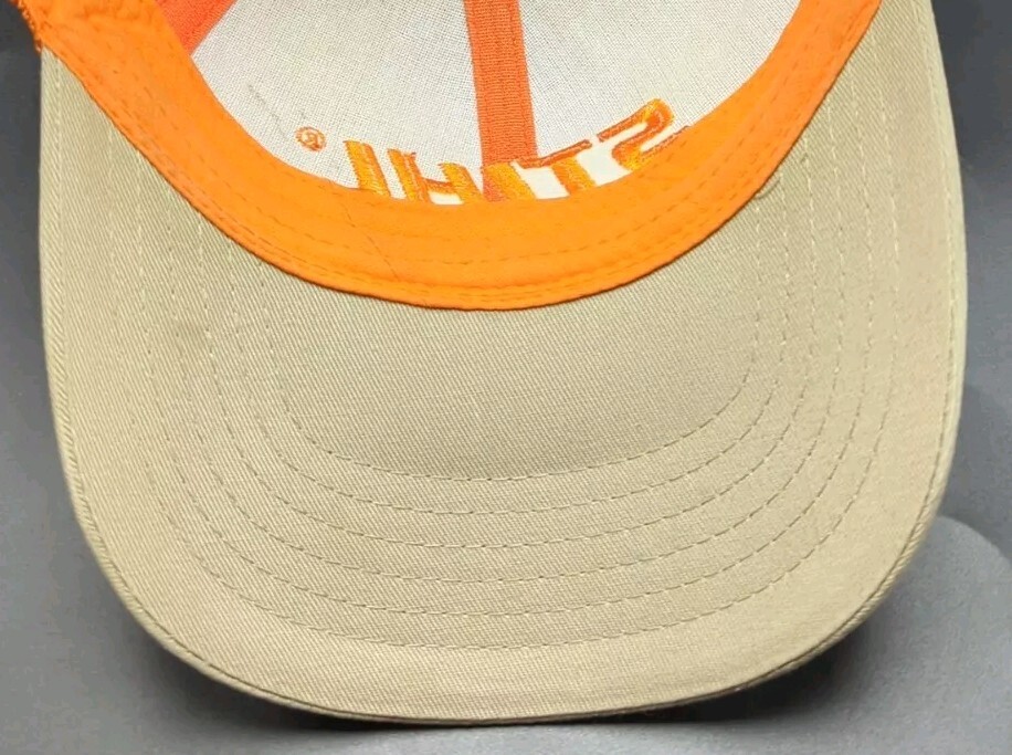 STIHL hat beige brown & orange adjustable snapback cap