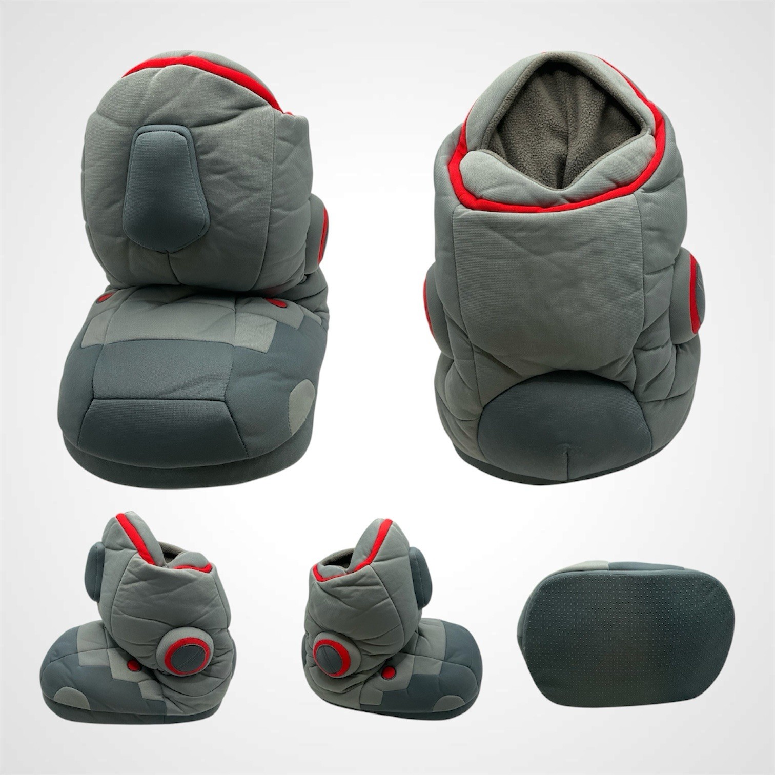 Think Greek Giant Robot Plush Boots Adult Gray Red Pair AS-IS 2015