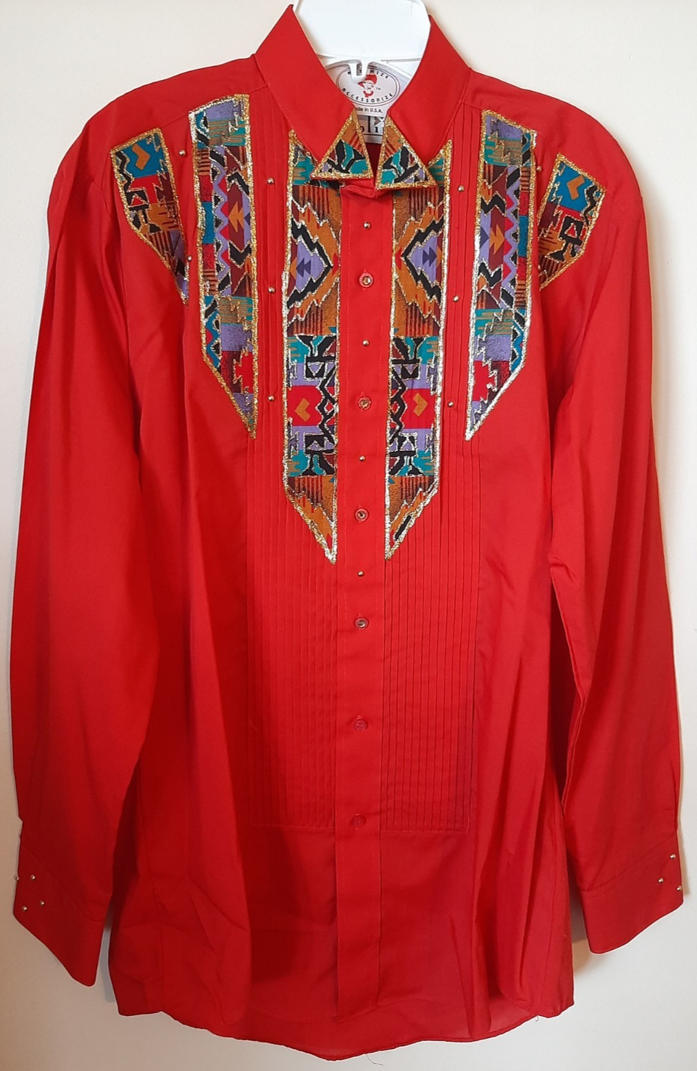 RARE Vintage Maximize Accessorize Native American Indian Dress Shirt- MED–MINT!