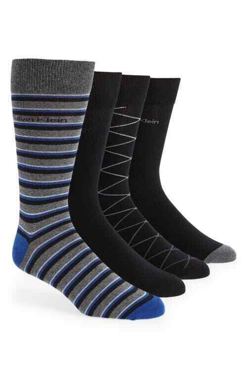 Calvin Klein MENS 4PK MULTI PATTERN ASSORTED DRESS CREW CKM221DR03