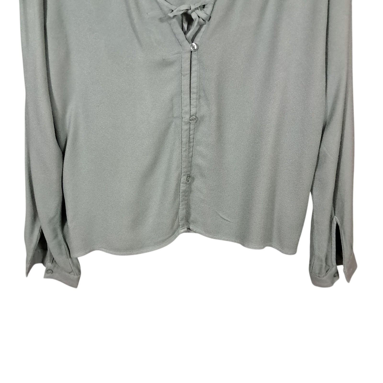 Cloth & Stone Womens Top Small Tie Back Long Sleeve Seafoam Oversized Office