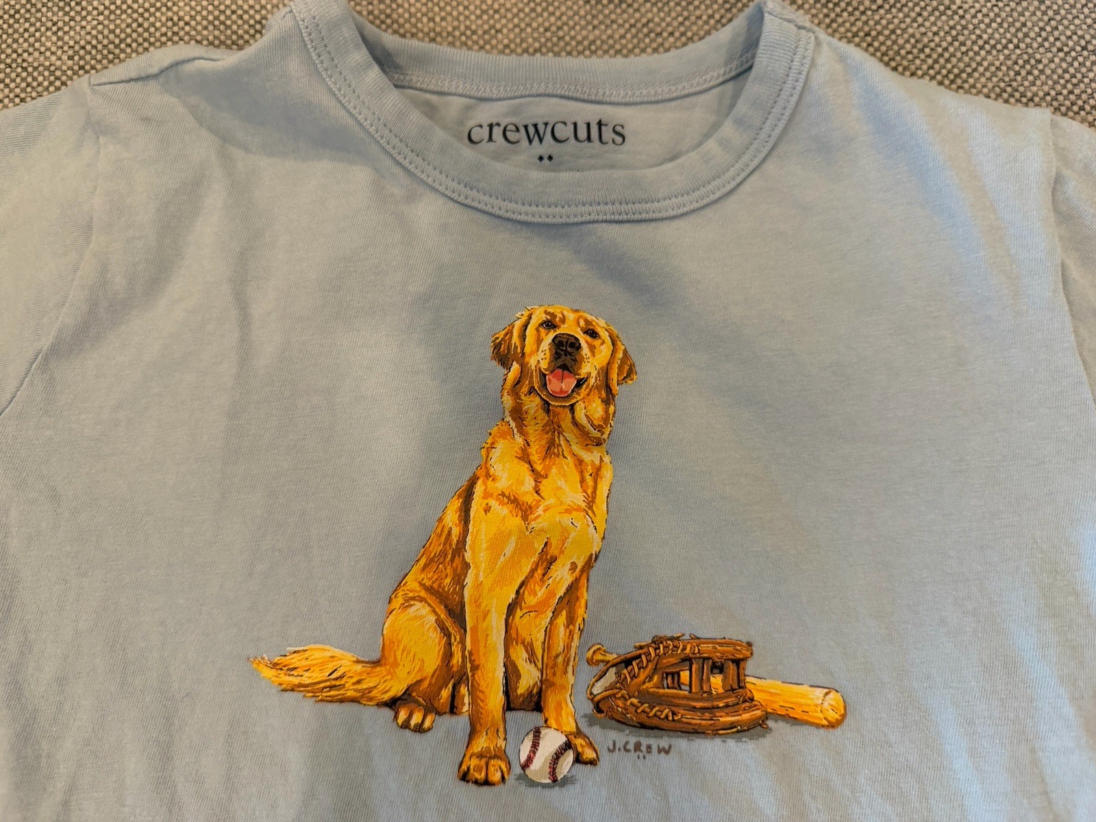 J. Crew Crewcuts Boy’s Blue T-Shirt Dog/Baseball Size S 6-7
