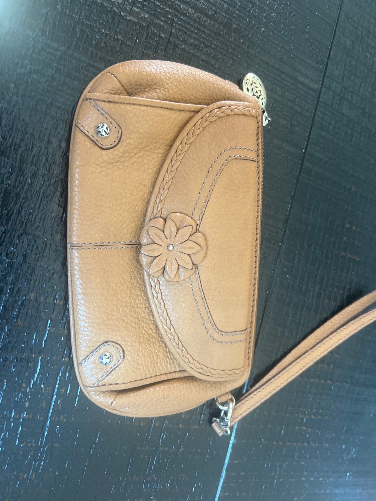 Brighton pebble leather wristlet with interior mirror