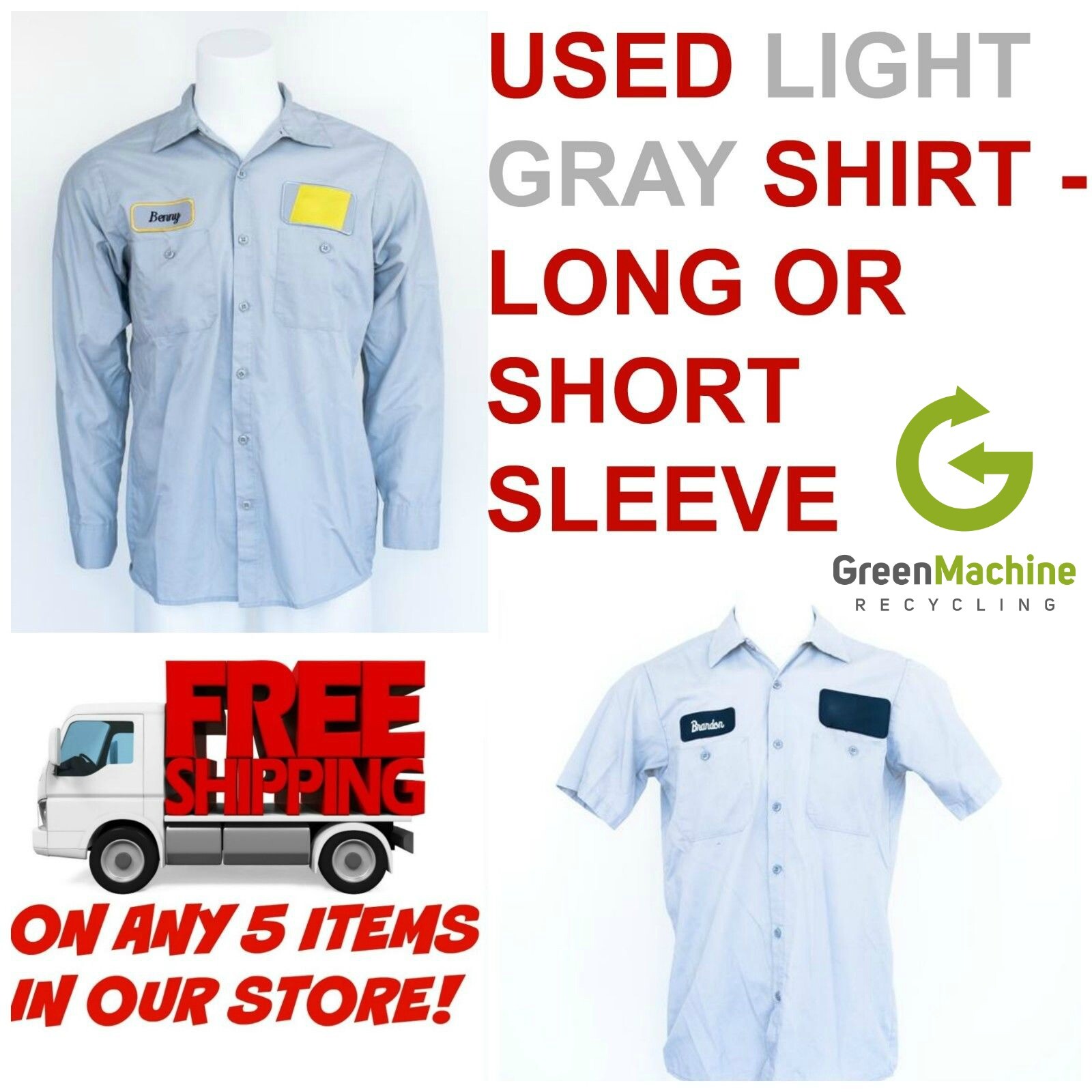 Used Work Shirts Cintas, Redkap, Unifirst, G&K Light Gray