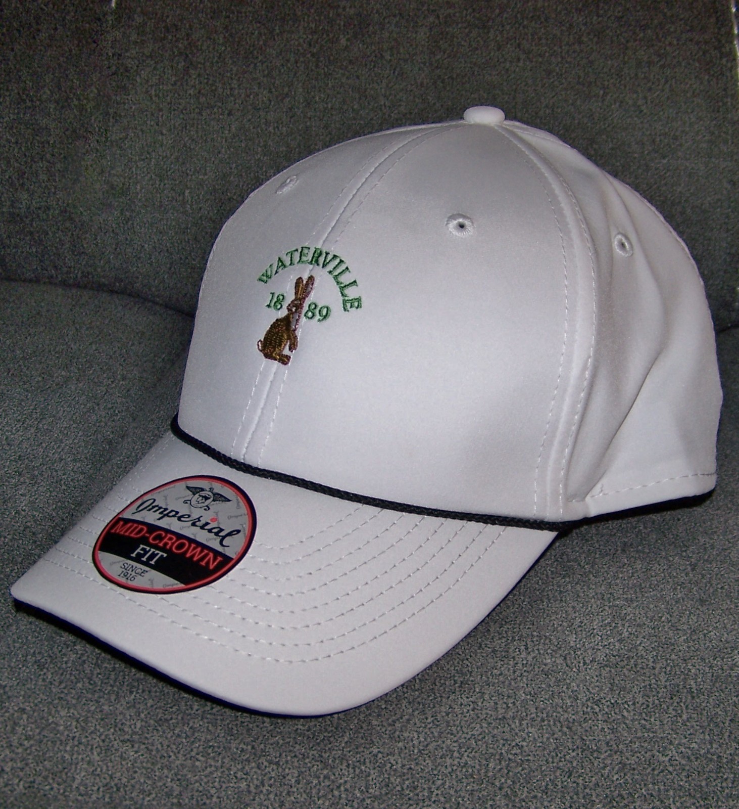 NEW IMPERIAL MID-CROWN FIT Rope Golf Cap Hat WATERVILLE GOLF LINKS 1889 White