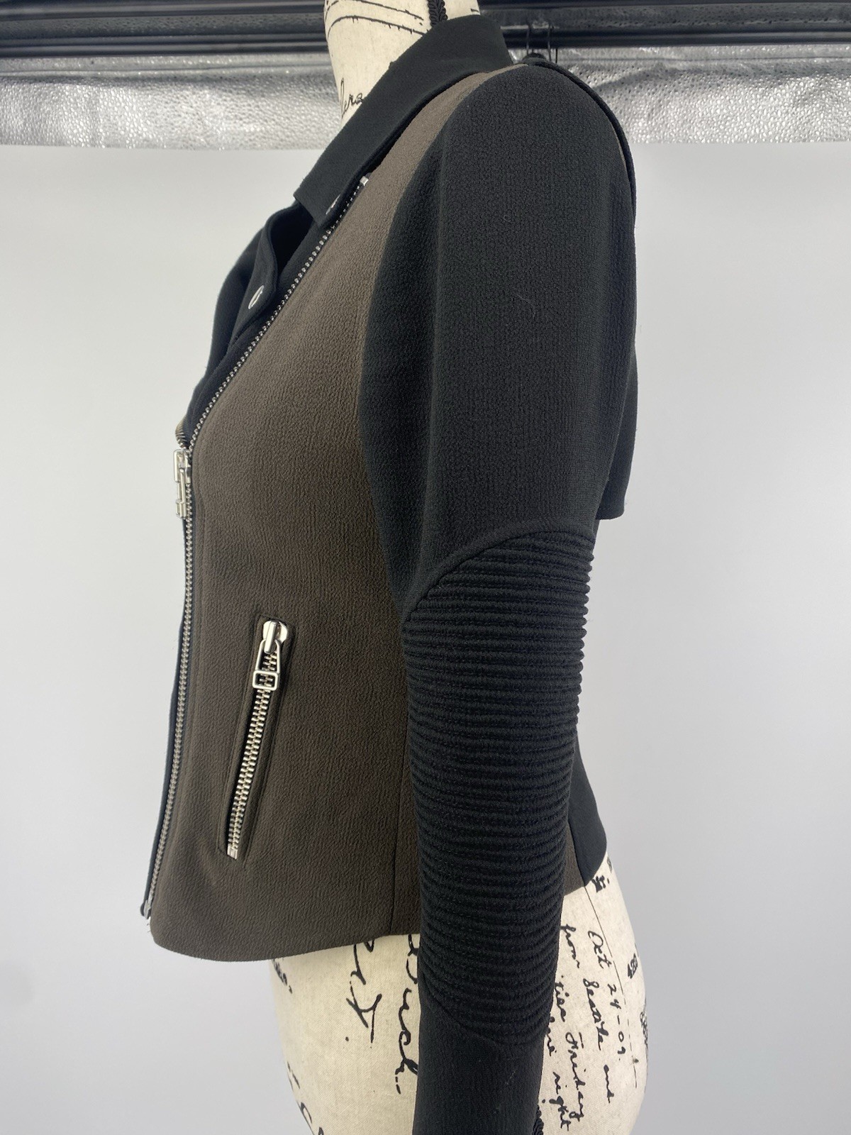 Wilfred Aritzia Moto Jacket Black Olive Khaki Women’s Size 2 (xs)