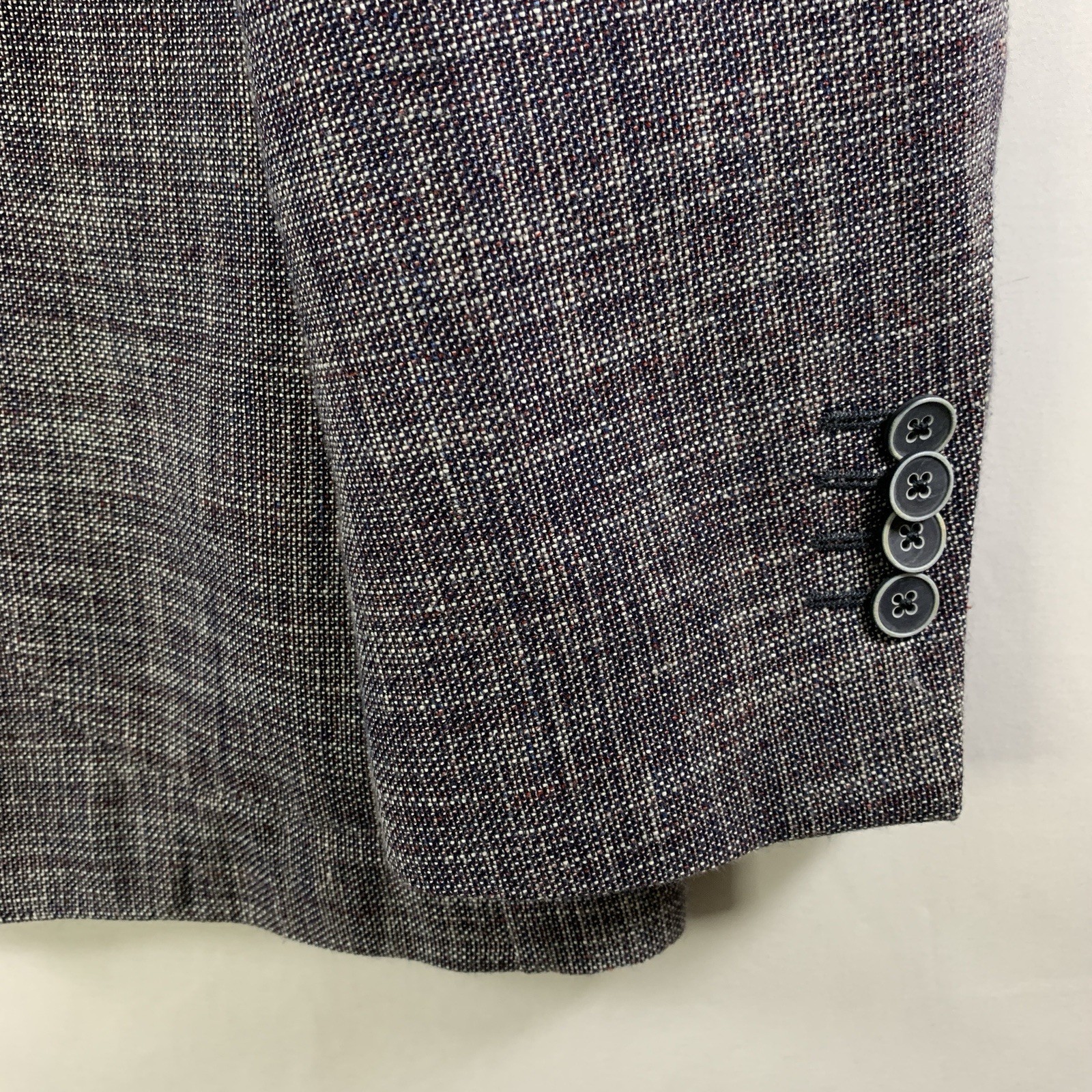 Mens Unstructured Hopsack Sport Coat 46R Summer Wool Linen Cotton Patch Pocket