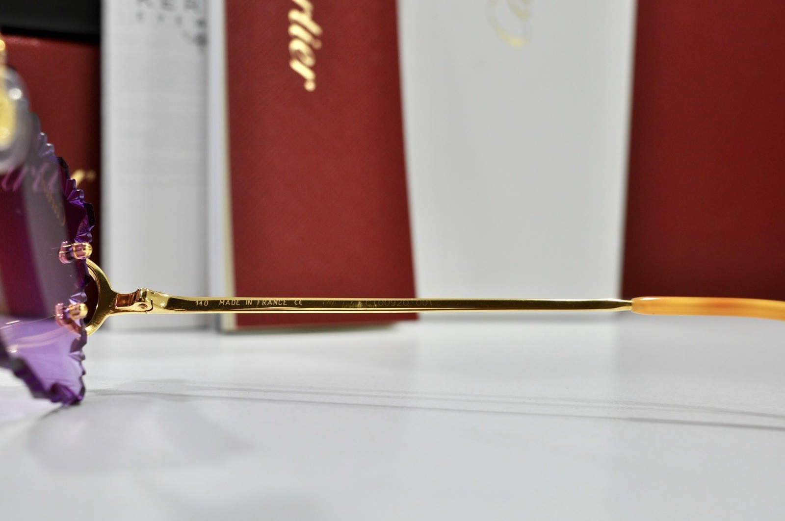 Cartier rimless sunglasses piccadilly glasses Diamond Cut decor BIG C gold Frame
