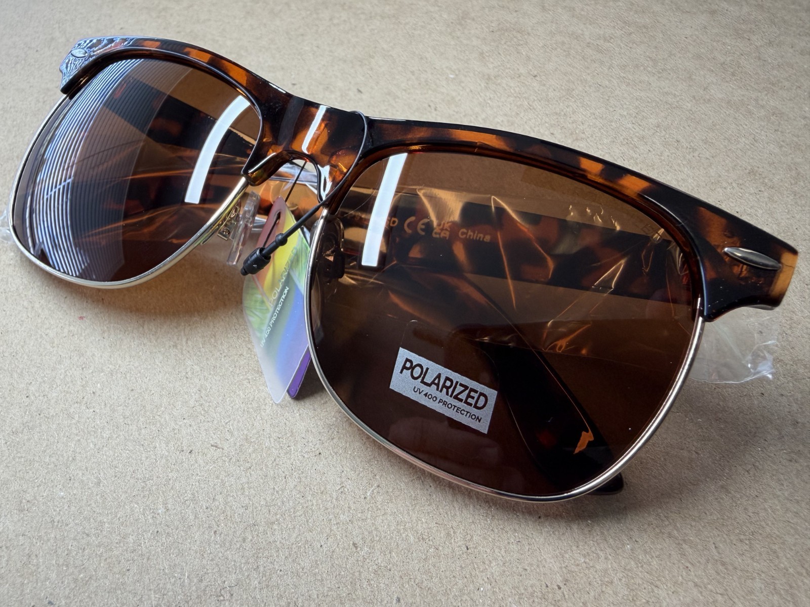 Polarized Tortoise Shell Pattern Fashion Sunglasses Brown Lens UV400 Protection