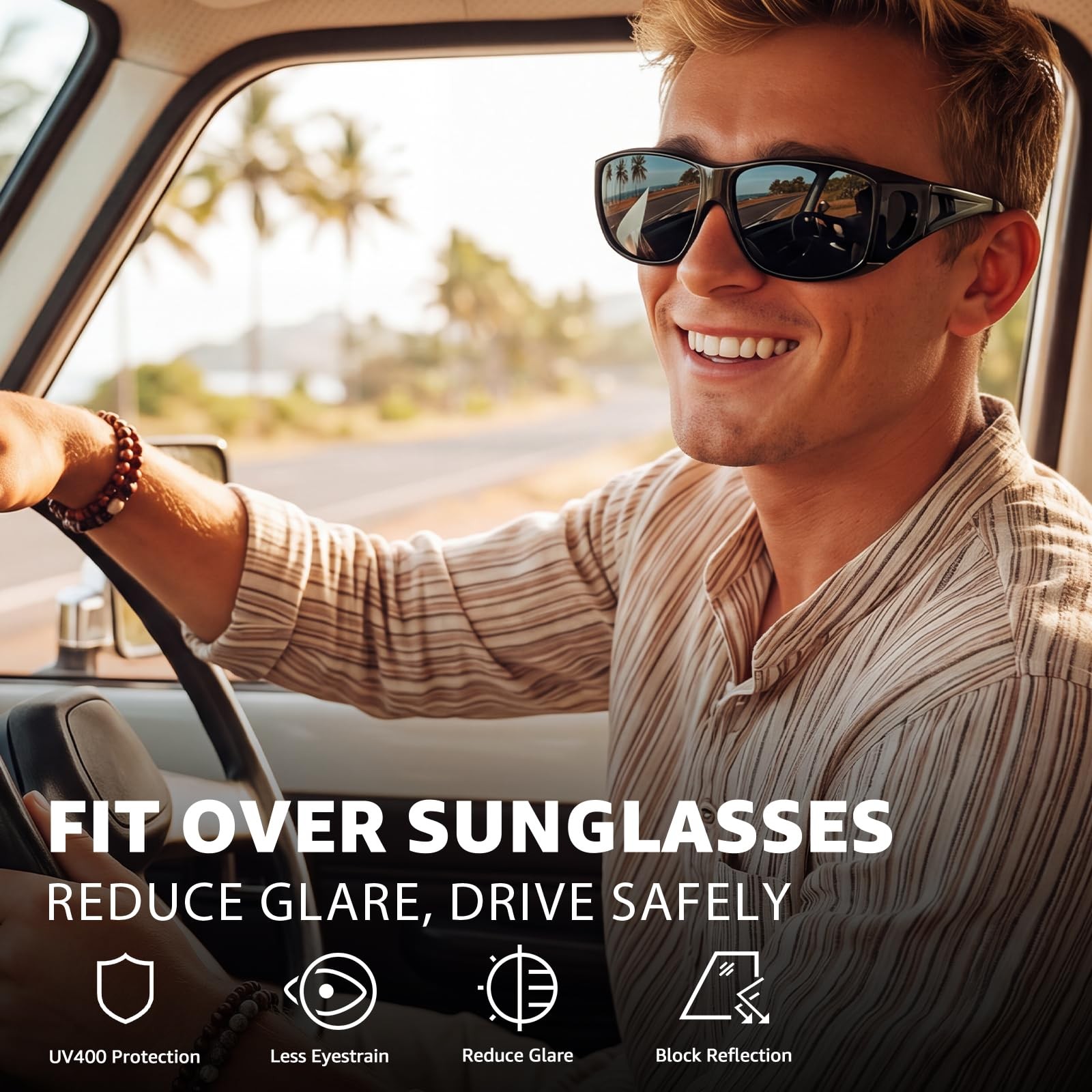 Myiaur Sunglasses that Fit Over Glasses Polarized UV400 Medium, A01 Black