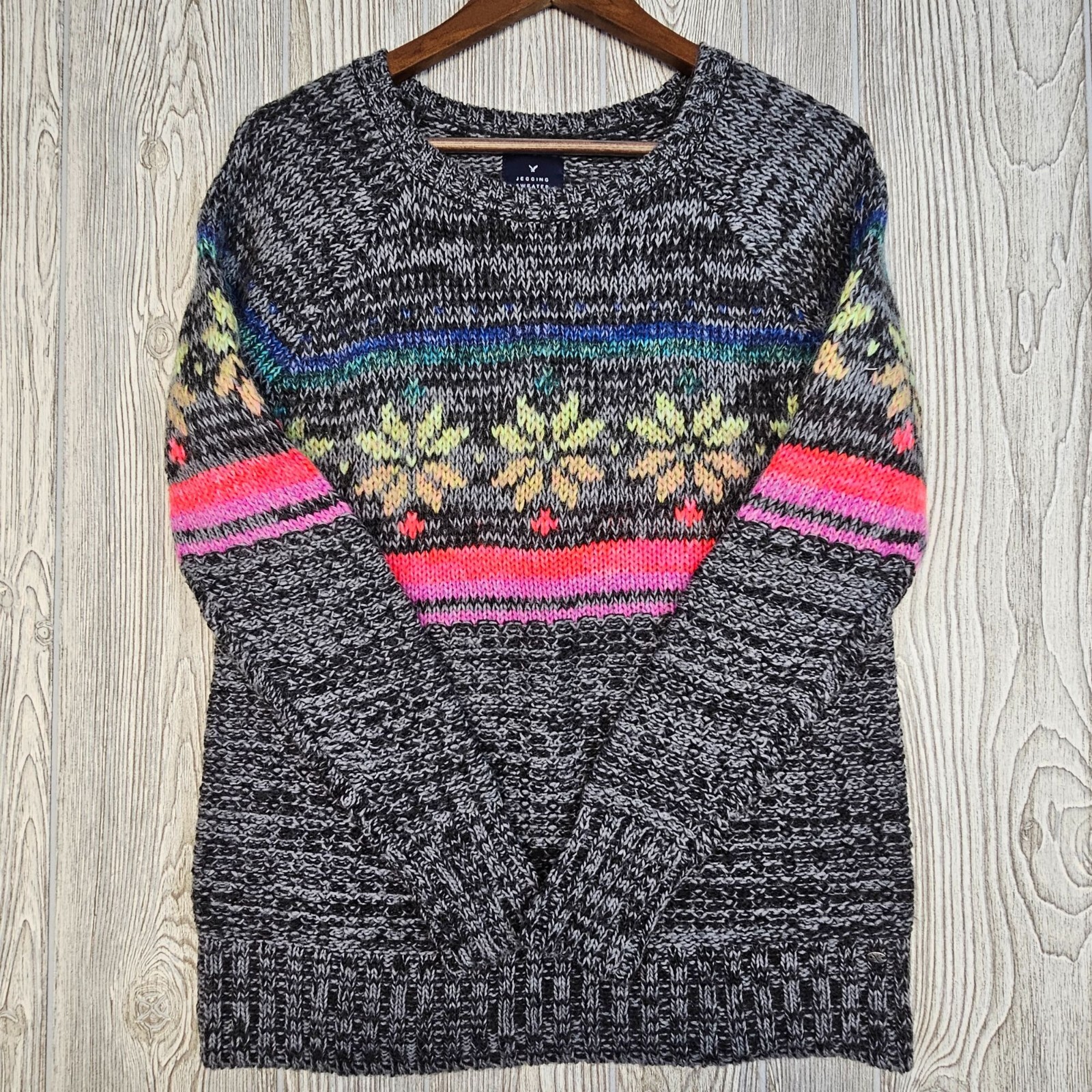 American Eagle Jegging Fair Isle Sweater Women’s Small Multicolor Cozy Knit