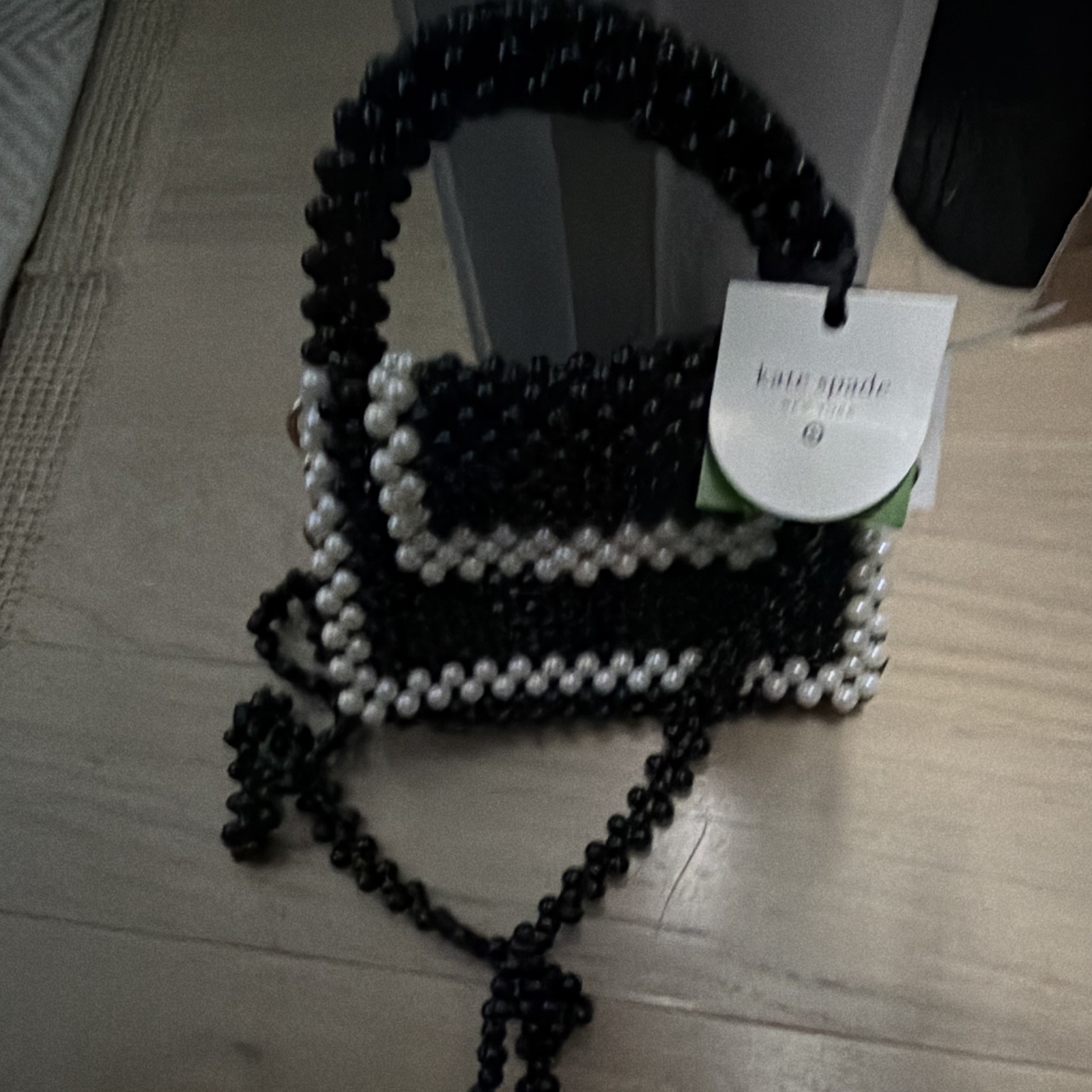 New Kate Spade New York x Target Color Block Beaded Black White Crossbody Bag