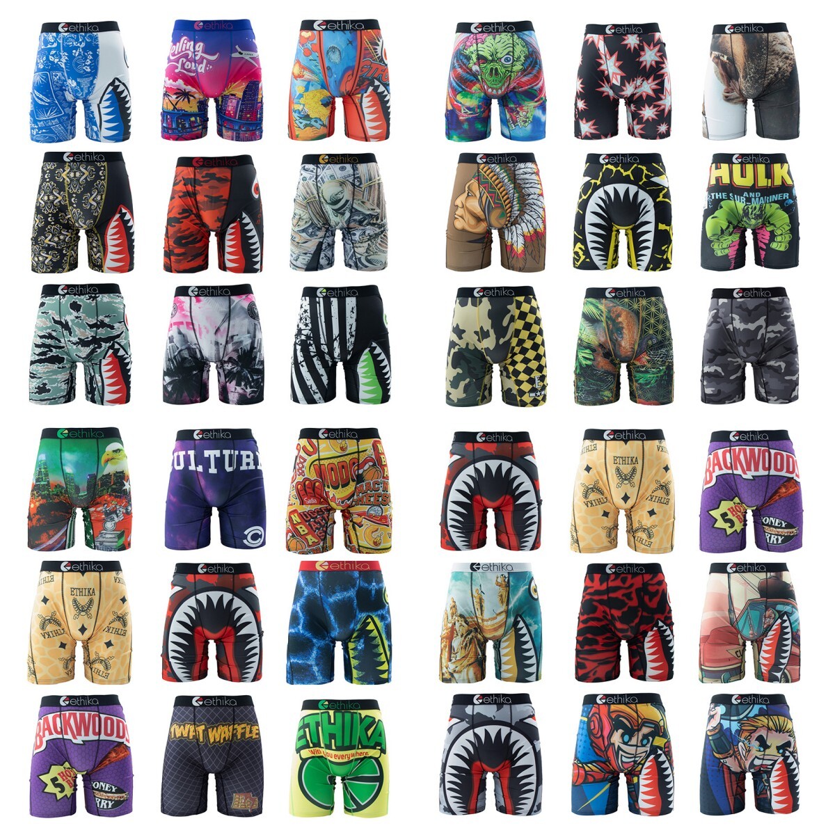 New 5 Pack Ethika Men’s The Staple Boxer Briefs (Random color)